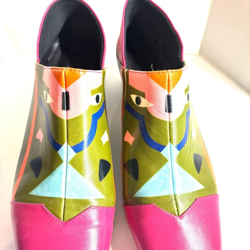 Fedoras Women Ankle High Heel Leather Shoes Size 40 - Picture 6 of 12